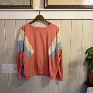 Women’s Easel Pink and Blue Colorblock Sweatshirt, Size Large, Like New